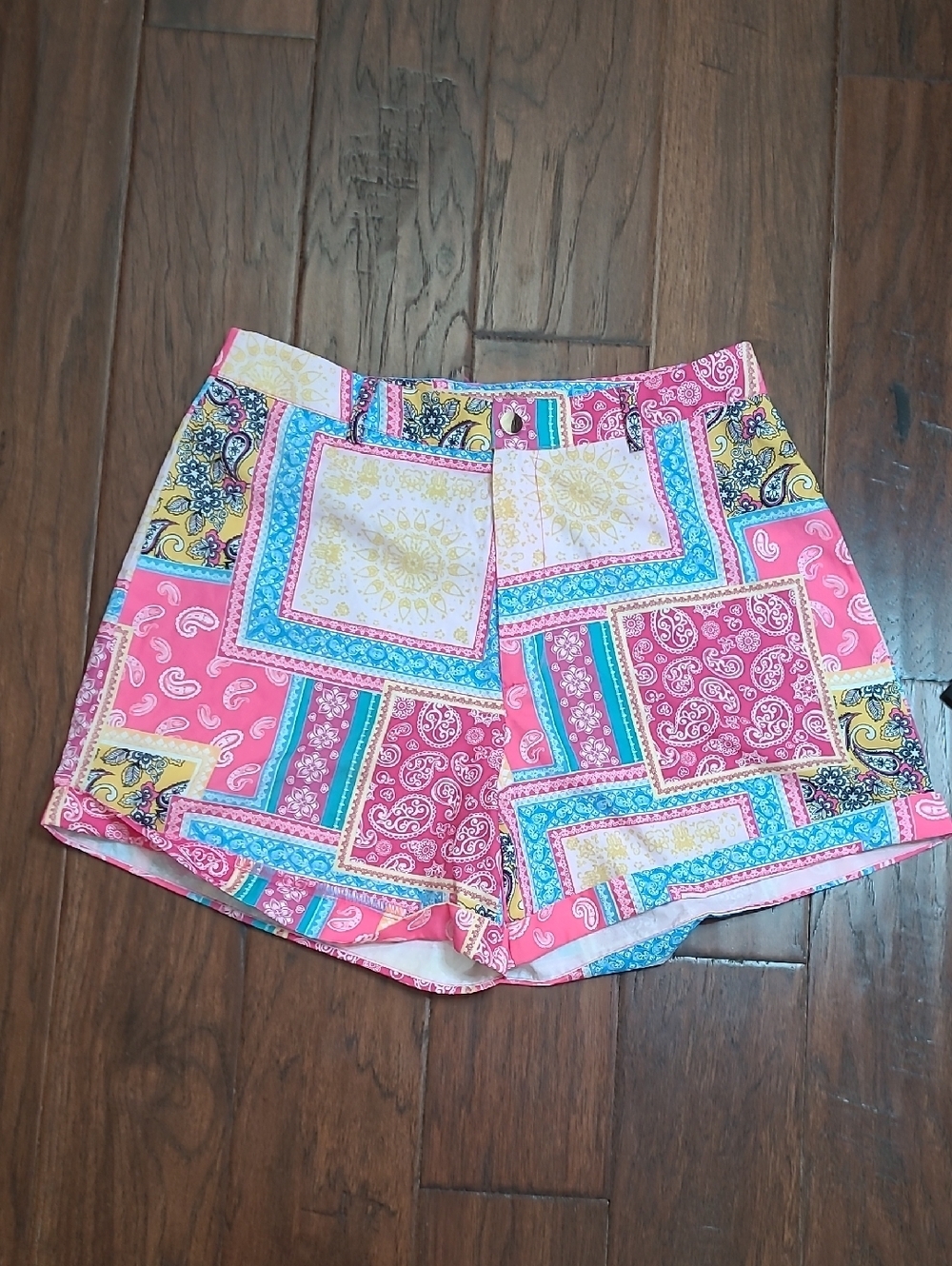 NWT Good Time USA Pink Patchwork Print Shorts size Large
